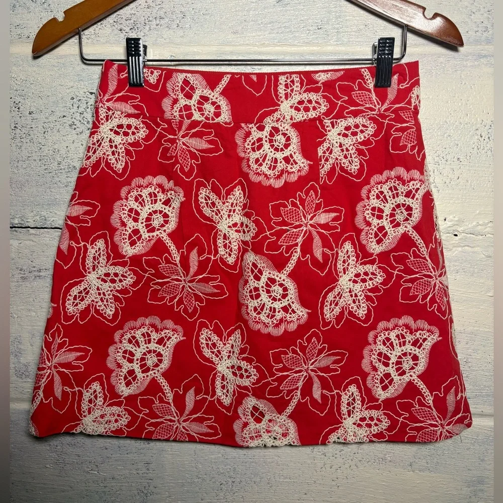 Ramy Brook Red Dawn Floral Cotton A-Line Mini Skirt Size 2- NWT $295 Retail - Picture 7 of 10